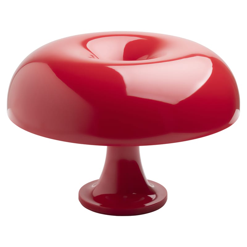 Icônes - Luminaires iconiques  - Lampe de table Nessino plastique rouge / Ø 32 x H 23 cm - Réédition 1960s - Artemide - Rouge - Polycarbonate