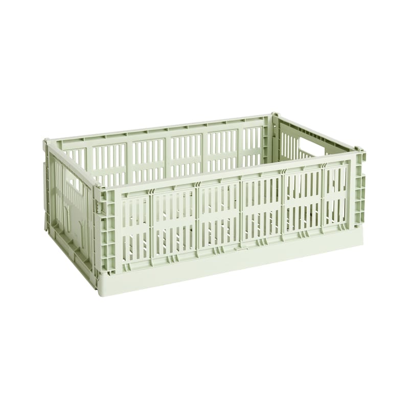 Décoration - Accessoires bureau - Panier Colour Crate plastique vert Large / 34,5 x 53 cm - Recyclé - Hay - Menthe - Polypropylène recyclé