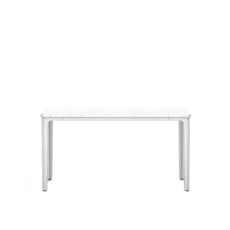 Mobilier - Tables basses - Table basse Plate Table pierre blanc /41 x 71 cm - Marbre - Vitra - Marbre blanc / Pieds blancs - Aluminium laqué époxy, Marbre de Carrare