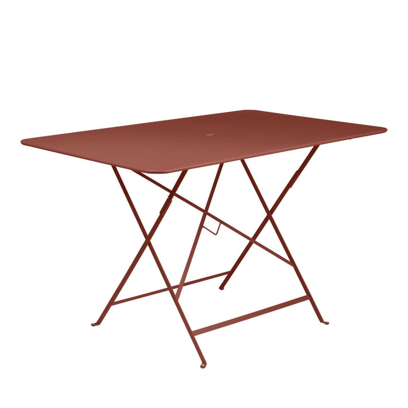 Jardin - Tables de jardin - Table pliante Bistro métal rouge marron / 117 x 77 cm - 6 personnes - Trou parasol - Fermob - Ocre rouge - Acier peint