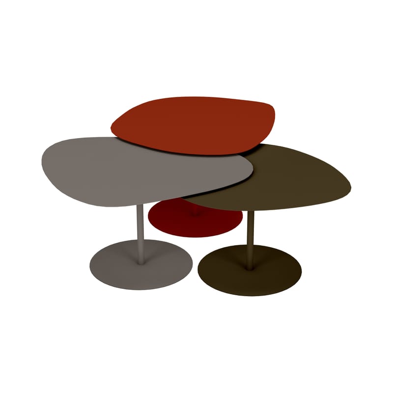 Mobilier - Tables basses - Tables gigognes Galet OUTDOOR métal marron beige / Set de 3 -  Aluminium - Matière Grise - Terracotta / Taupe / Bronze - Aluminium