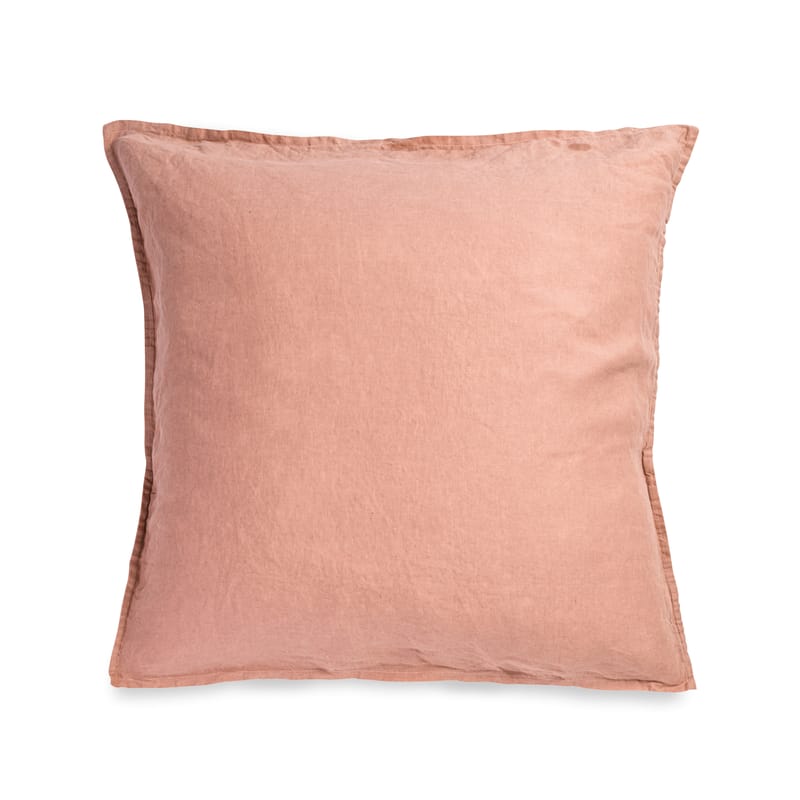 Décoration - Textile - Taie d\'oreiller 65 x 65 cm  tissu rose orange marron / Lin lavé - Au Printemps Paris - 65 x 65 cm / Terracotta - Lin lavé
