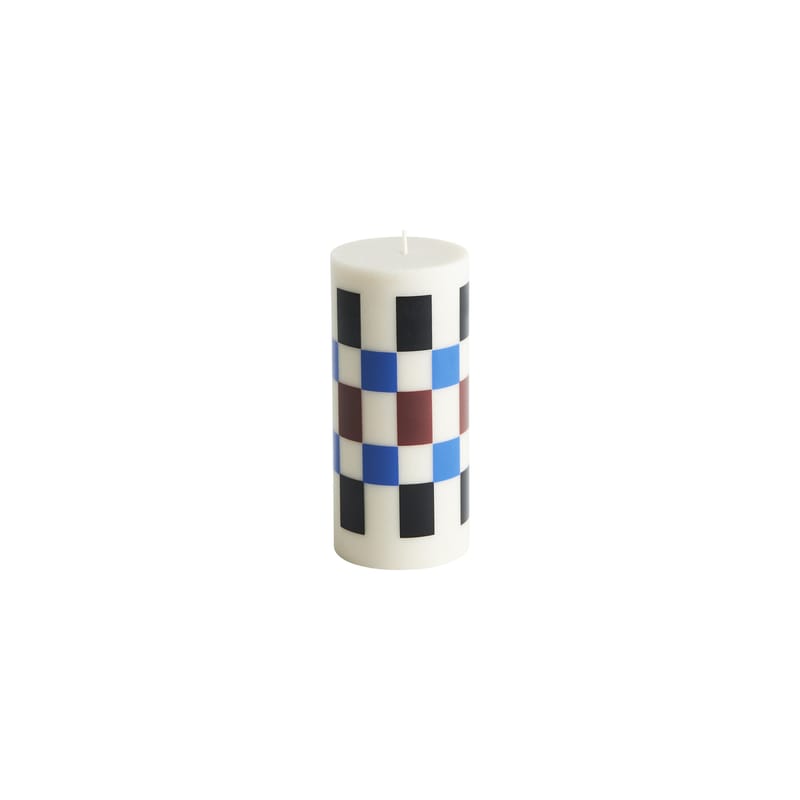 Décoration - Bougeoirs, photophores - Bougie bloc Column Small cire multicolore / Ø 6,5 x H 15 cm - Hay - Marron / Noir / Bleu - Huile, Stéarine