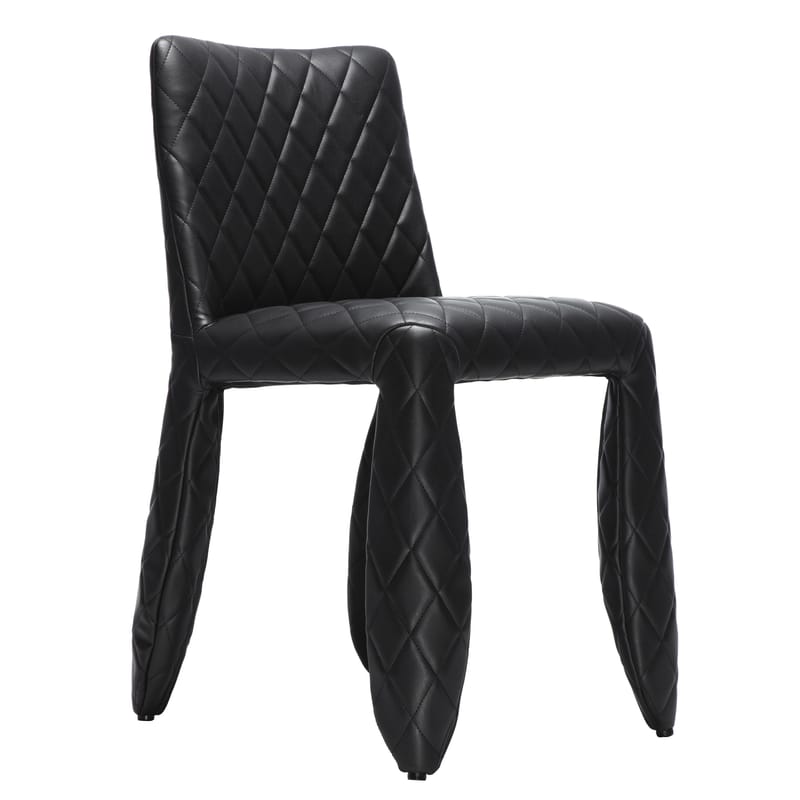 Mobilier - Chaises, fauteuils de salle à manger - Chaise rembourrée Monster cuir noir / Modèle uni - Moooi - Noir - Uni - Cuir synthétique