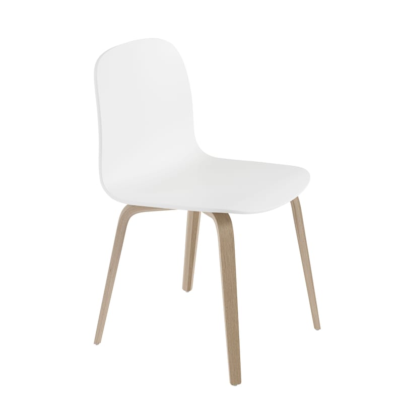 Mobilier - Chaises, fauteuils de salle à manger - Chaise Visu blanc bois naturel / Pieds bois - Muuto - Blanc / Pieds chêne - Contreplaqué