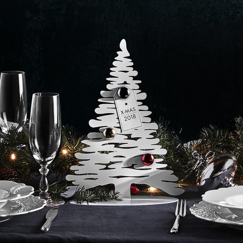 Dossiers - Les bonnes affaires - Décoration de Noël Bark Tree métal blanc / H 30 cm - Sapin en acier + 6 aimants colorés - Alessi - Blanc - Acier époxy