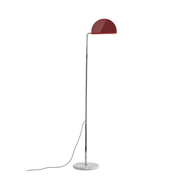 Luminaire - Lampadaires - Lampadaire Mezzaluna LED métal rouge / Bruno Gecchelin, 1975 - Orientable - DCW éditions - Rouge Bolus - Acier, Aluminium, Marbre
