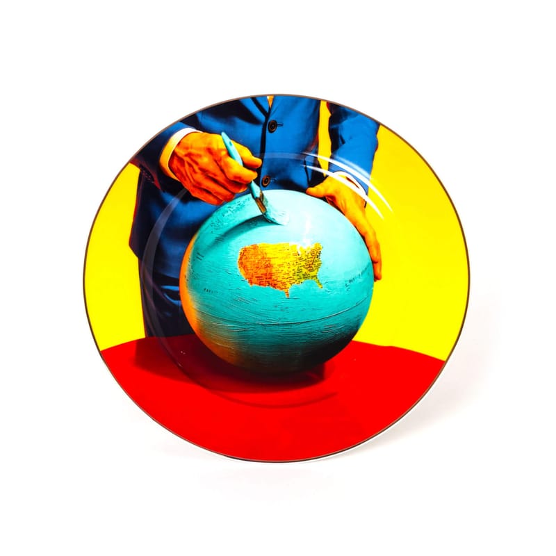 Tavola - Piatti  - Piatto Toiletpaper - Globe ceramica multicolore / Porcellana - Ø 27 cm - Seletti - Mondo - Porcellana