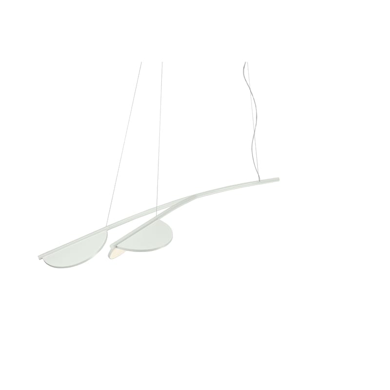 Luminaire - Suspensions - Suspension Almendra Organic S2 Y Short métal blanc / LED - L 132,58 cm / 2 diffuseurs orientables - Flos - Blanc cassé - Aluminium peint, Polycarbonate