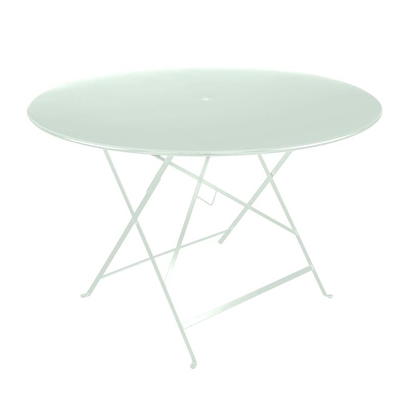 Jardin - Tables de jardin - Table pliante Bistro métal vert / Ø 117 cm - Trou parasol - Fermob - Menthe glaciale - Acier laqué