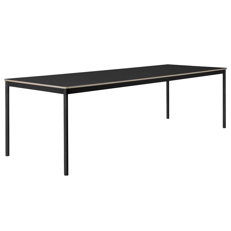 Mobilier - Bureaux - Table rectangulaire Base bois noir /250 x 90 cm - Muuto - Noir / Plateau : bord bois - Aluminium extrudé, Contreplaqué, Stratifié
