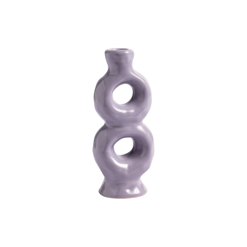 Décoration - Bougeoirs, photophores - Bougeoir Loop céramique violet /  L 8 x H 18 cm - & klevering - Lilas - Céramique
