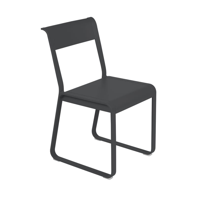 Mobilier - Chaises, fauteuils de salle à manger - Chaise Bellevie métal gris noir / Piètement traîneau - Fermob - Carbone - Aluminium