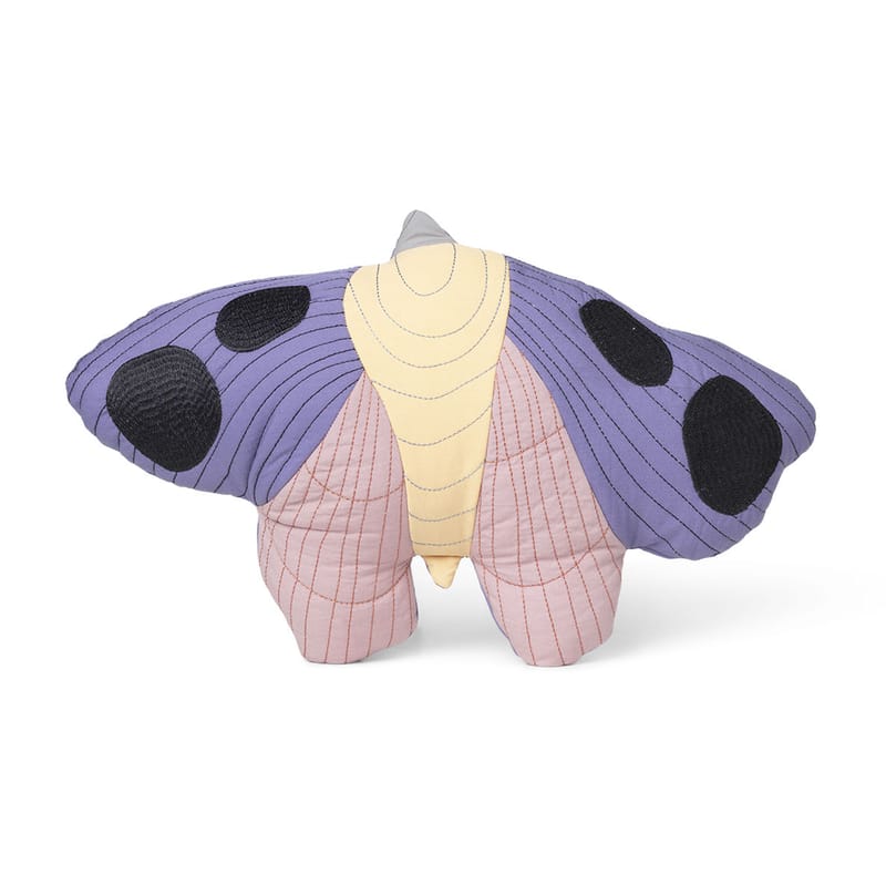 Décoration - Pour les enfants - Coussin Moth tissu multicolore / Tissu matelassé - 47 x 32 cm - Ferm Living - Multicolore - Coton biologique