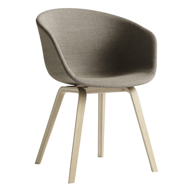 Möbel - Stühle  - About a chair AAC 23 Sessel - Stoff - 4 Füße - Hay - Gestell Eiche natur - Bezug beige - Geseiftes Eichensperrholz, Gewebe, Polypropylen, Schaumstoff