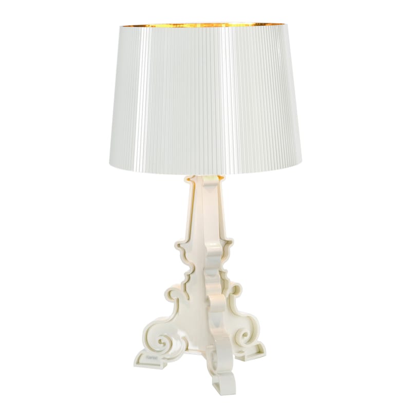 Luminaire - Lampes de table - Lampe de table Bourgie Bianca plastique blanc or / H 68 à 78 cm - Ferruccio Laviani, 2004 - Kartell - Blanc / intérieur or - Polycarbonate 2.0