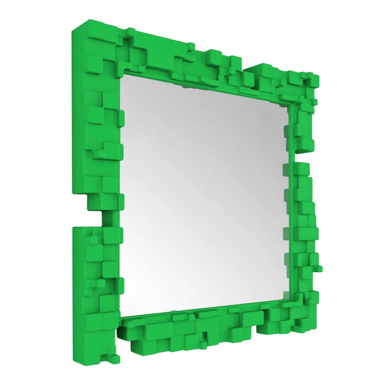 Mobilier - Miroirs - Miroir mural Pixel plastique vert / 80 x 80 cm - Slide - Vert - polyéthène recyclable