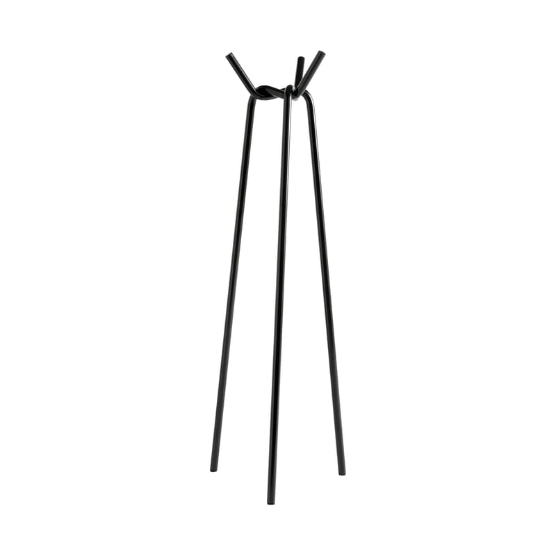 Mobilier - Portemanteaux, patères & portants - Portemanteau sur pied Knit métal noir / H 161 cm - Hay - Noir - Acier laqué