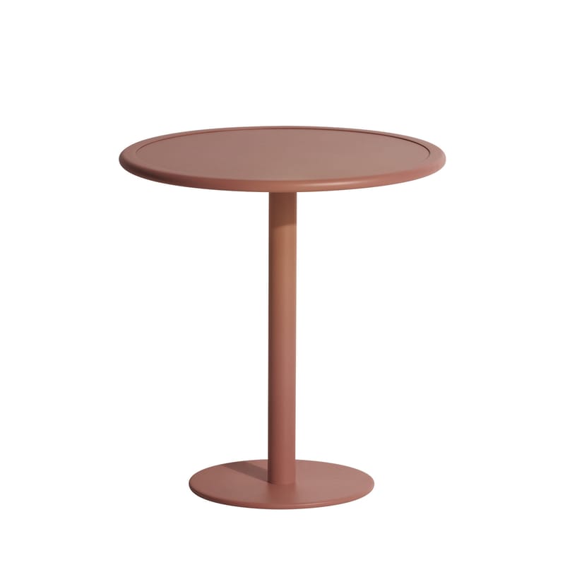 Outdoor - Garden Tables - Week-end Bistrot Round table metal brown / Ø 70 cm - Aluminium - Petite Friture - Terracotta - Aluminium