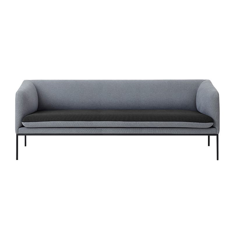 Möbel - Sofas - Sofa Turn textil grau / L 200 cm - 3-Sitzer - Ferm Living - Hellgrau / dunkelgrau - Baumwolle, lackiertes Metall, Polyesterfaser, Schaumstoff