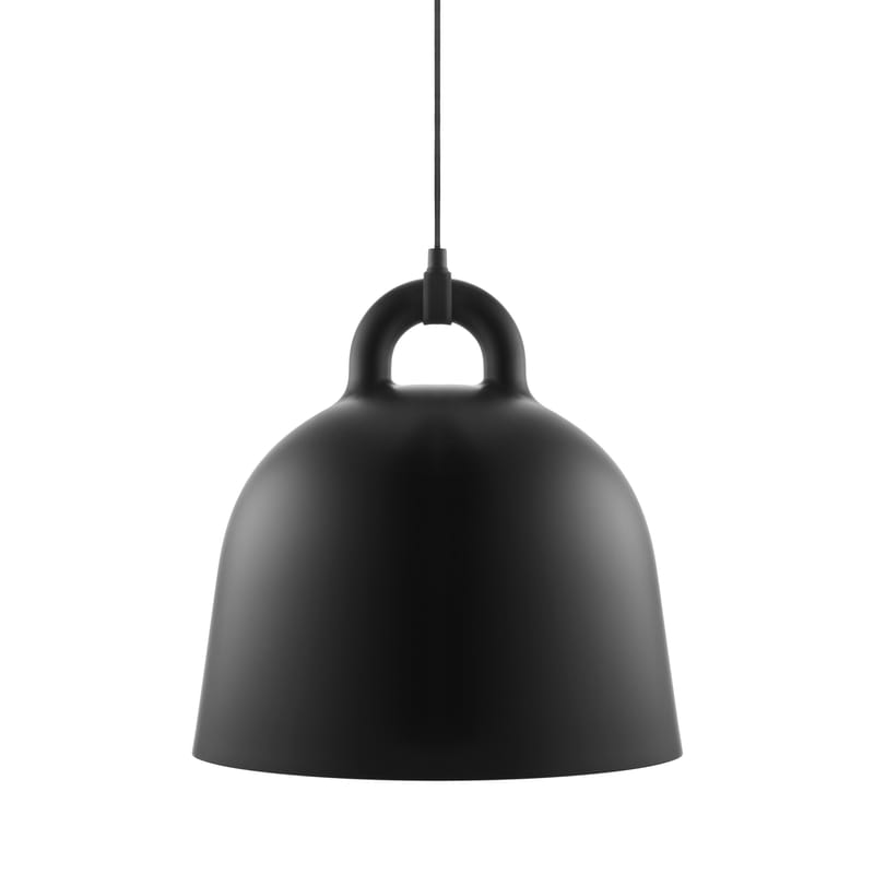 Luminaire - Suspensions - Suspension Bell métal noir / Medium Ø 42 cm - Normann Copenhagen - Noir mat & Int. Blanc - Aluminium