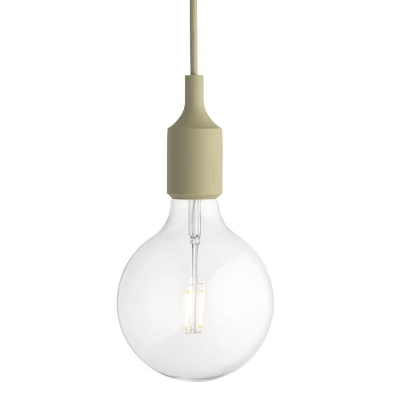 Luminaire - Suspensions - Suspension E27 plastique vert beige / Silicone - Ampoule incluse - Muuto - Beige-Vert - Silicone