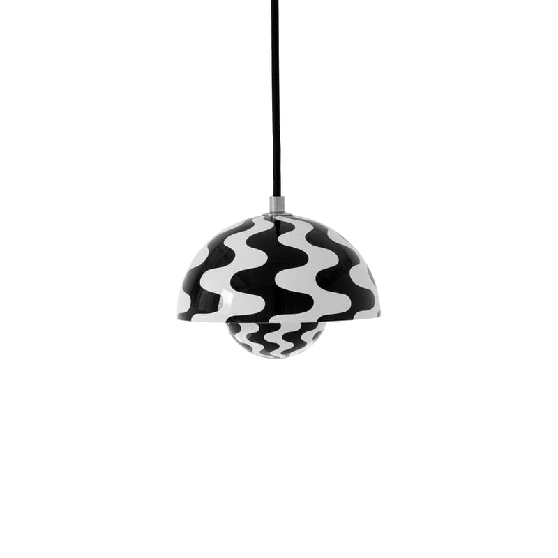 Luminaire - Suspensions - Suspension Flowerpot VP10 métal noir / Ø16 cm - By Verner Panton, 1969 - &tradition - Noir & blanc - Acier laqué