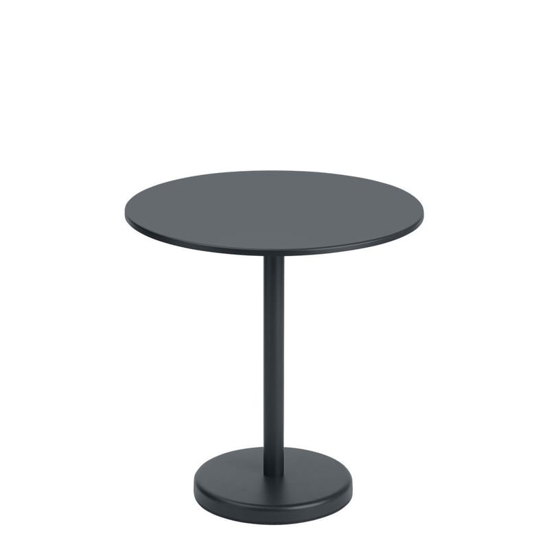 Jardin - Tables de jardin - Table ronde Linear Café métal noir / Ø 70 cm - Muuto - Noir - Acier