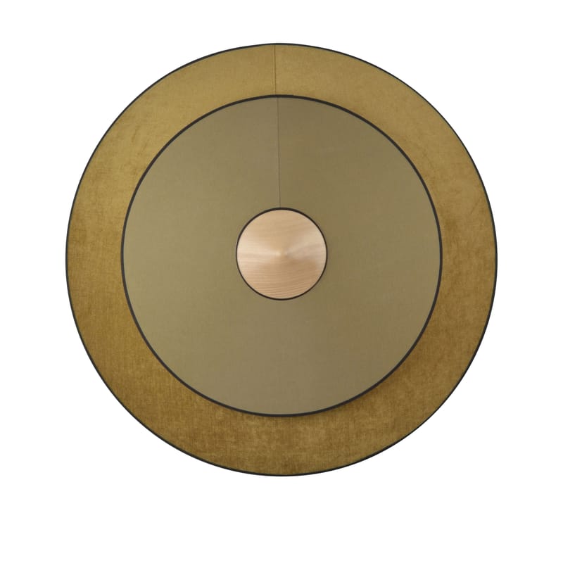 Luminaire - Appliques - Applique Cymbal LED tissu jaune / Large - Ø 70 cm - Forestier - Bronze - Chêne, Coton tissé, Velours