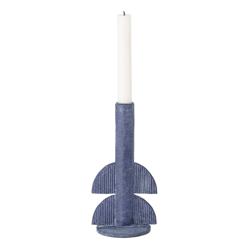 Decoration - Candles & Candle Holders - Bess Candle stick plastic material blue / H 22 cm - Polyresin - Bloomingville - Blue - Polyresin