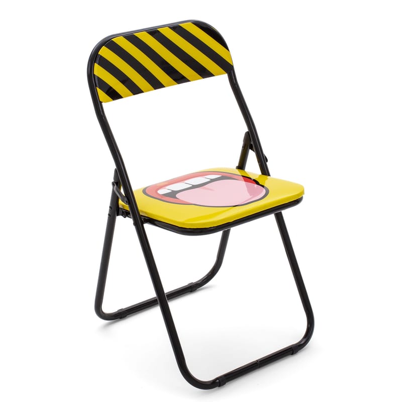 Furniture - Chairs - Tongue Folding chair plastic material multicoloured / padded - Seletti - Tongue - Foam, Lacquered metal, PVC