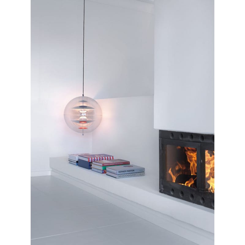 Verpan VP Globe Pendant blue orange chromed transparent Made