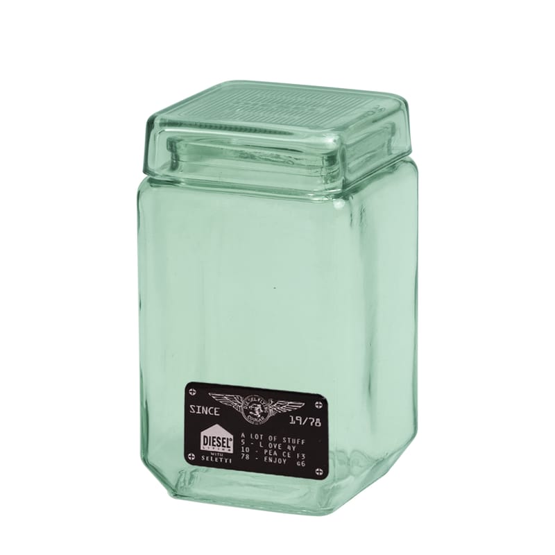 Table et cuisine - Boîtes et conservation - Pot Industrial Glass verre vert transparent /  L 11 x H 22,5 cm - Diesel living with Seletti - Large / Vert transparent - Verre