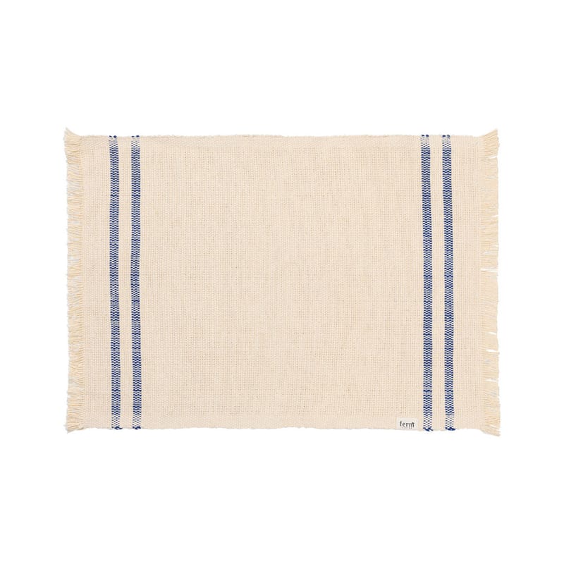 Table et cuisine - Dessous de plat - Set de table Savor tissu blanc bleu / Coton organique - 50 x 38 cm - Ferm Living - Bleu / Blanc cassé - Coton organique
