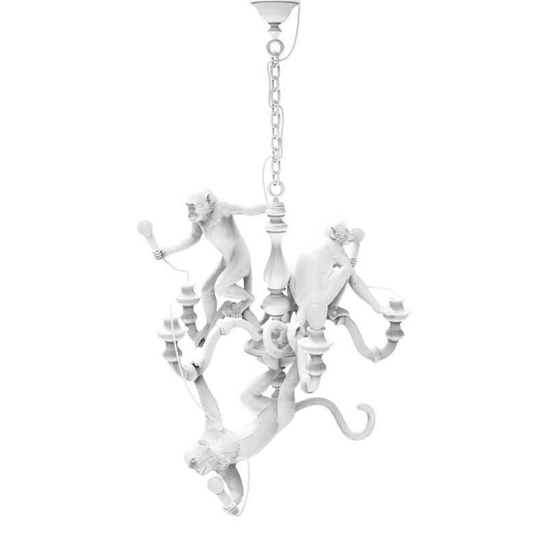 Luminaire - Suspensions - Suspension Monkey Chandelier plastique blanc / Lustre - Ø 80 x H 105 cm - Seletti - Blanc - Résine