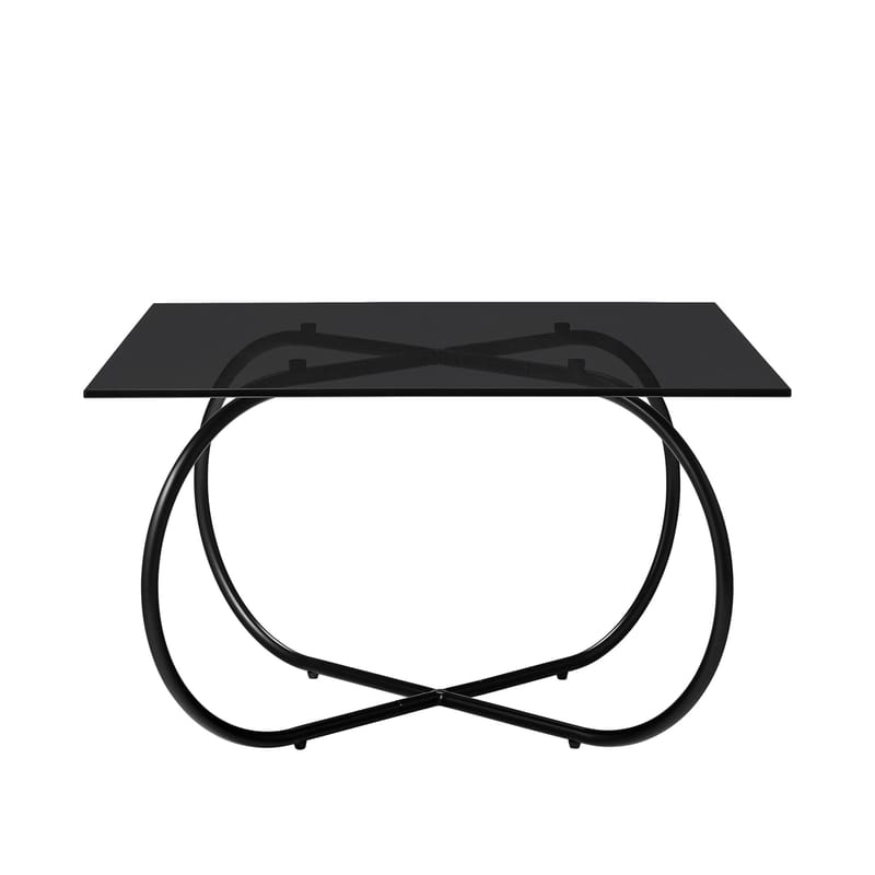 Mobilier - Tables basses - Table basse Angui verre noir / 75 x 75 cm - AYTM - Pied noir / Plateau noir - Fer laqué, Verre