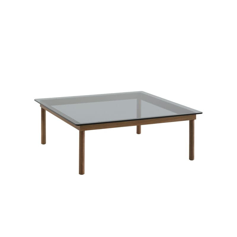 Mobilier - Tables basses - Table basse Kofi verre bois naturel / 100 x 100 cm - Hay - Noyer / Verre gris - Noyer massif, Verre trempé teinté