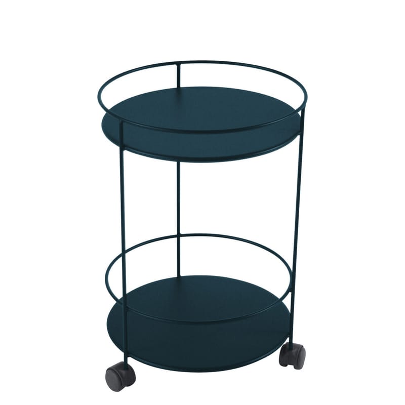 Furniture - Coffee Tables - Guinguette Trolley metal blue / with casters - Ø 40 x H 62 cm - Fermob - Acapulco blue - Lacquered steel