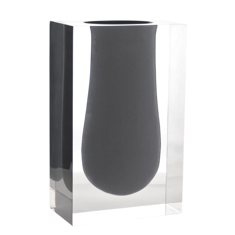 Décoration - Vases - Vase Bel Air Mega Scoop plastique gris / Rectangle H 33 cm - Jonathan Adler - Gris / Transparent - Acrylique