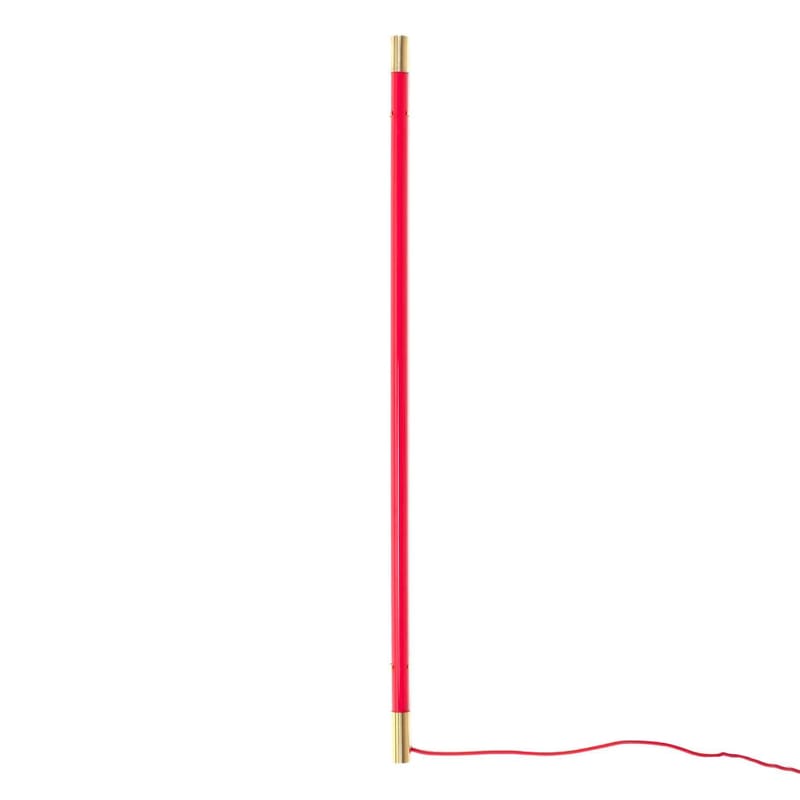 Luminaire - Lampadaires - Applique avec prise Linea Gold verre rouge LED / L 127 cm - Seletti - Rouge / Embouts or - Métal, Verre