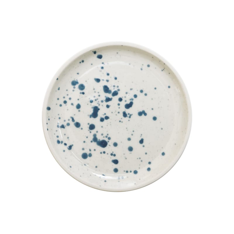 Table et cuisine - Assiettes - Assiette Studio céramique blanc / Ø 23,5 cm - Grès fait main - Jars Céramistes - Buvard (blanc tacheté bleu) - Grès émaillé
