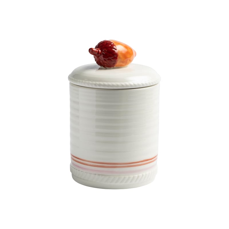 Table et cuisine - Boîtes et conservation - Boîte Autumn Large céramique blanc / Ø 12 x H 18.5 xcm - & klevering - Large/ Blanc & marron - Porcelaine