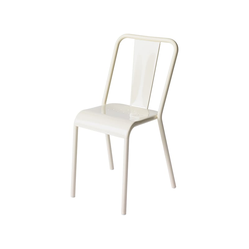 Mobilier - Chaises, fauteuils de salle à manger - Chaise empilable T37 métal blanc / Réédition 1937 - Tolix - Blanc perle - Acier inoxydable