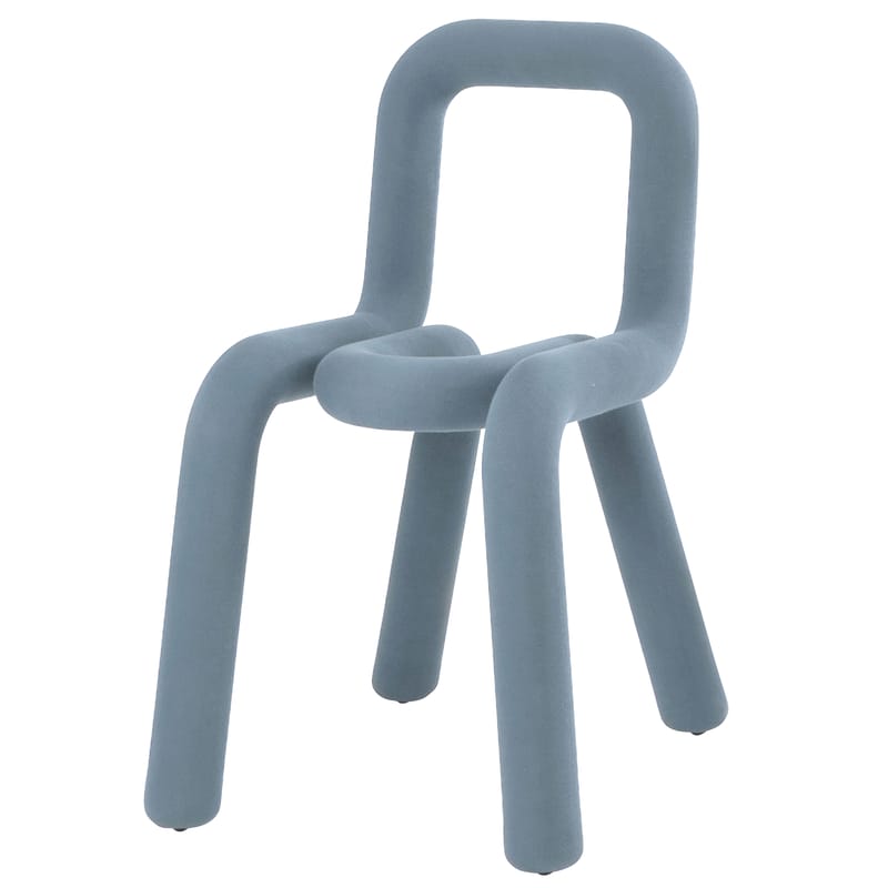 Mobilier - Chaises, fauteuils de salle à manger - Chaise rembourrée Bold tissu bleu - Moustache - Bleu ciel - Acier, Mousse, Tissu
