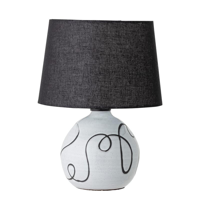 Luminaire - Lampes de table - Lampe de table  tissu céramique blanc noir / terre cuite - H 40 cm - Bloomingville - Noir & blanc - Lin, Terre cuite