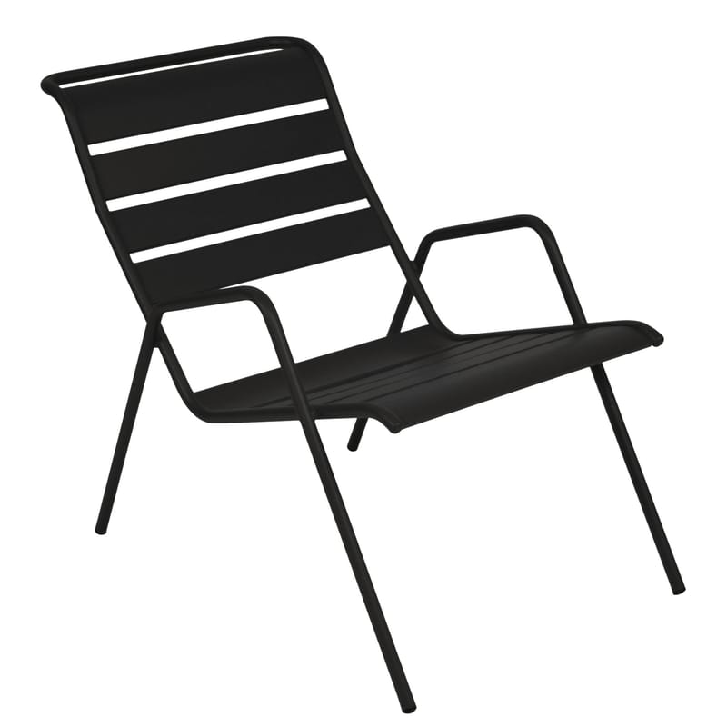 Möbel - Lounge Sessel - Lounge Sessel Monceau metall schwarz / stapelbar - Fermob - Lakritz - bemalter Stahl