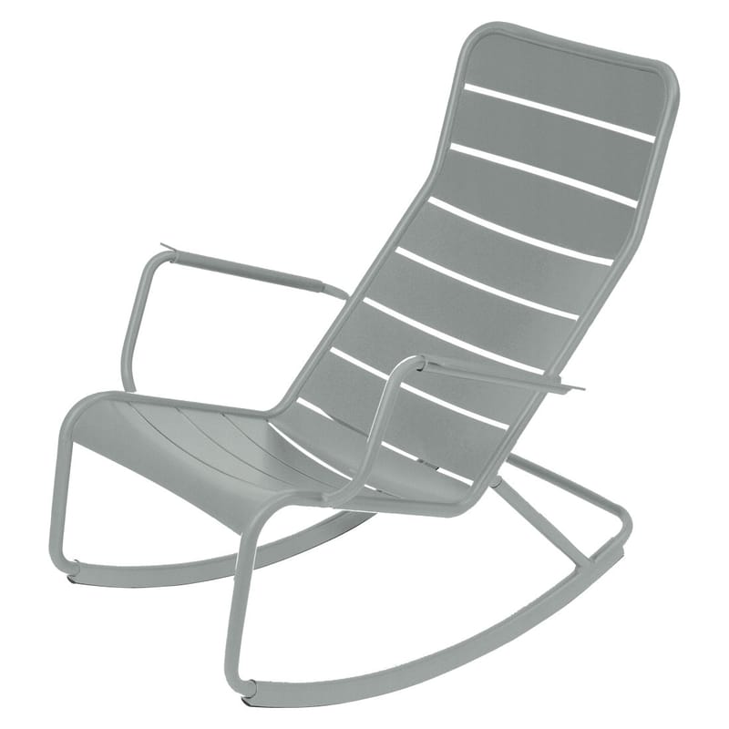 Mobilier - Fauteuils - Rocking chair Luxembourg métal gris / Aluminium - Fermob - Gris lapilli - Aluminium laqué