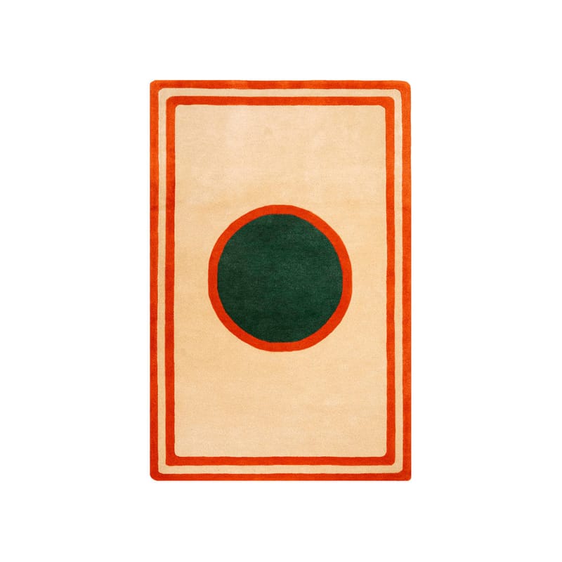 Décoration - Tapis - Tapis Tenis Court / 180 x 120 cm - Laine tuftée main - COLORTHERAPIS - 180 x 120 cm / Orange, vert - Laine de Nouvelle-Zélande