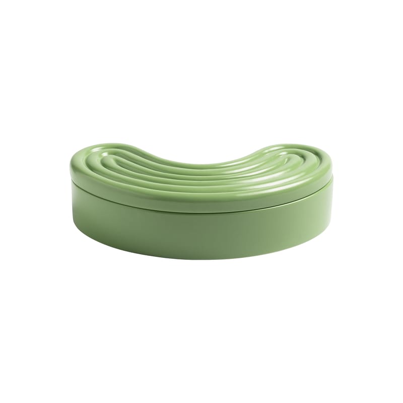 Décoration - Boîtes déco - Boîte Bean céramique vert / 21.5 x 7 cm - & klevering - Bean / Vert - Porcelaine