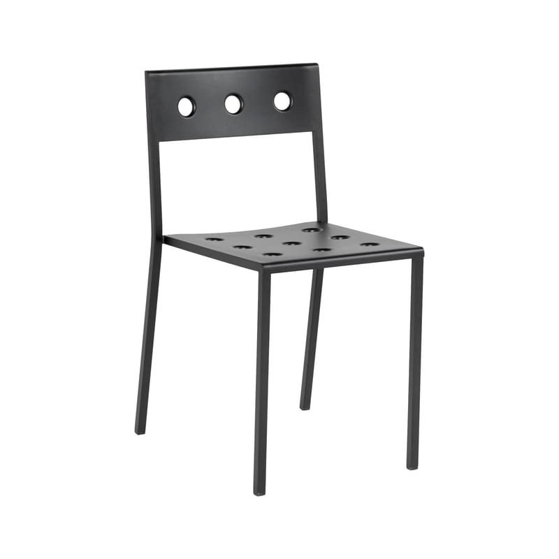 Mobilier - Chaises, fauteuils de salle à manger - Chaise empilable Balcony métal noir / Bouroullec, 2022 - Hay - Anthracite - Acier peinture poudre